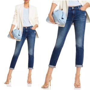FRAME‎ Le Garcon Mid Rise Distressed Slim Boyfriend Jeans in Azure Size 27